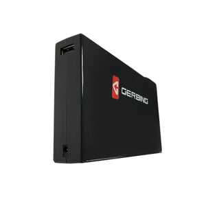 Black Gerbing portable battery pack with USB and DC ports