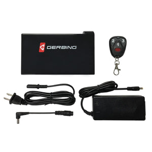 Gerbing battery pack with remote control and power adapter cables