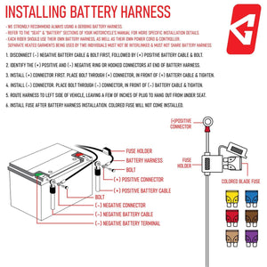 Gerbing battery harness installation instructions and diagram for motorcycle battery