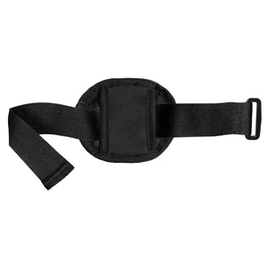 Gerbing black elastic strap with a central padded circular section and plastic buckle