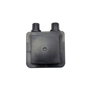 Black square electronic control box with two top knobs