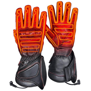 Gerbing heated leather motorcycle gloves with visible orange heating elements