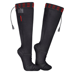 Gerbing black heated socks with power cables and red trim