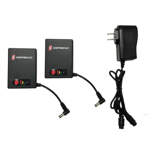 Two Gerbing battery chargers with power cables and wall plug