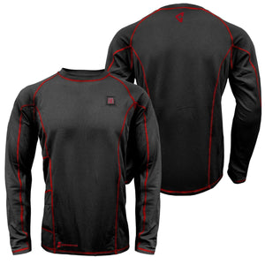 Gerbing black long sleeve heated base layer shirt with red contrast stitching