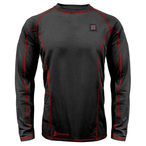 Gerbing black long sleeve heated base layer shirt with red contrast stitching