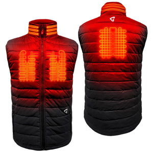 Gerbing heated vest showing front and back heating elements