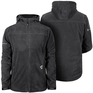 Gerbing black fleece hooded jacket shown from front and back views