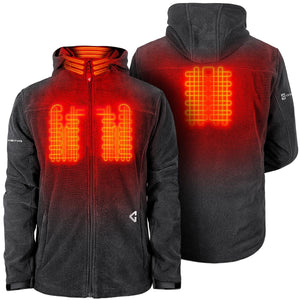 Gerbing heated hoodie showing front and back heating elements