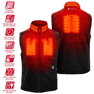 Gerbing heated vest with front and back heating zones and feature icons