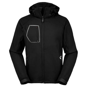 Gerbing black softshell hooded jacket with zippered chest and side pockets