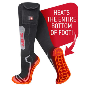 Gerbing heated socks showing heating elements on the sole of the foot