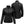 Front and back view of a black Gerbing quilted jacket with a high collar and zipper closure