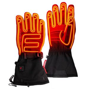 Gerbing heated gloves with visible glowing orange heating elements
