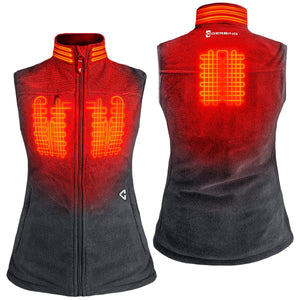 Gerbing heated fleece vest showing front and back heating elements