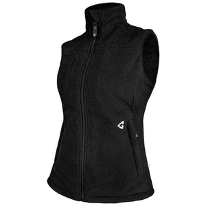 Black Gerbing fleece vest with full front zipper and logo detail