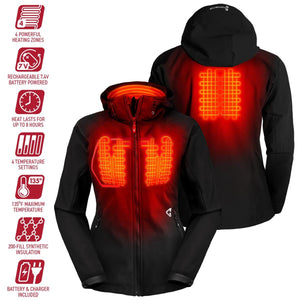 Gerbing heated jacket showing four heating zones with battery and charger included