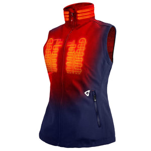Gerbing womens heated vest with visible heating elements on chest and collar