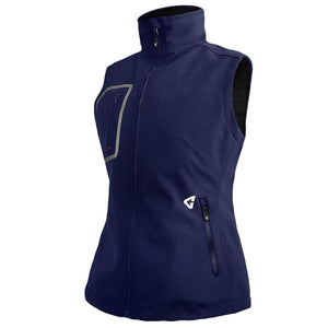Gerbing navy blue softshell vest with high collar and zippered pockets