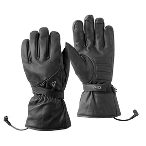 Gerbing G4 black leather heated motorcycle gloves with power cables