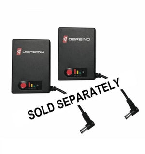 Two black Gerbing battery packs with power buttons and charge indicators