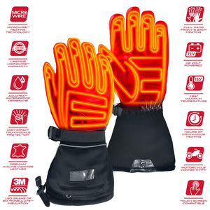 Gerbing heated motorcycle gloves with technical feature icons