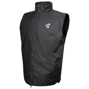 Gerbing black sleeveless heated vest with front zipper and brand logo