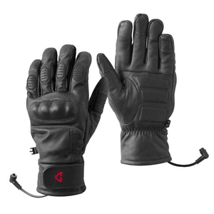 Gerbing black leather heated motorcycle gloves with power cables