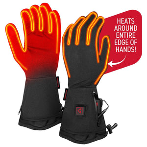 Gerbing heated gloves showing heating elements around the fingers and hand edges