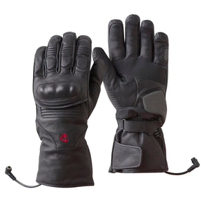 Gerbing black leather heated motorcycle gloves with power cables