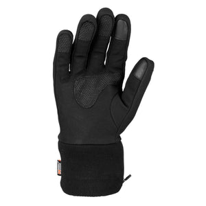 Mobile Warming black heated glove with textured grip palm and touchscreen compatible fingertips