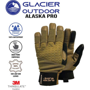 Glacier Glove Alaska Pro waterproof touchscreen friendly goat skin leather gloves with 3M Thinsulate insulation
