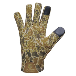 Glacier Glove camouflage outdoor glove with black touchscreen fingertips