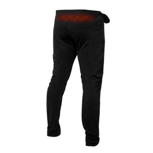 Glovii black heated trousers showing a glowing red heating element at the lower back