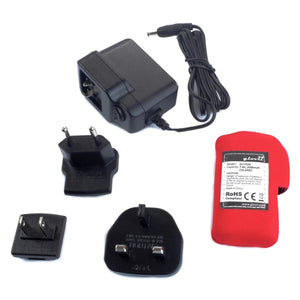 Glovii battery pack with wall charger and three interchangeable international power adapters