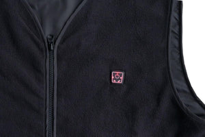 Glovii black fleece vest with illuminated power button