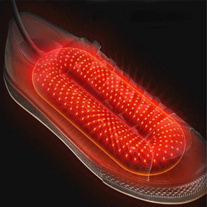 Glovii electric shoe dryer with red heating element inside a sneaker