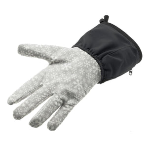 Glovii grey glove with white snowflake pattern and black cuff