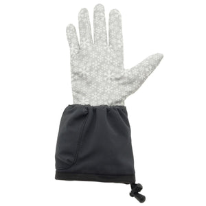 Glovii grey glove with white snowflake pattern and black cuff