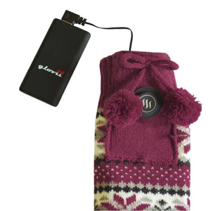 Glovii heated purple patterned knit hand warmer with power bank