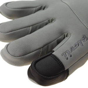 Glovii grey glove with black leather fingertip detail