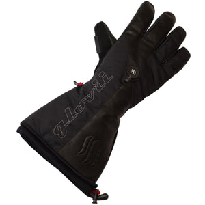 Glovii black heated glove with power button and adjustable wrist strap