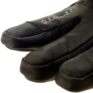 Close up of black Glovii leather glove fingers