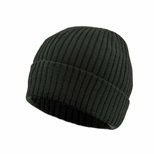 Glovii black ribbed knit beanie hat