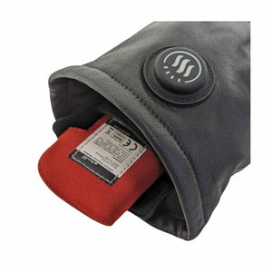 Glovii heated glove cuff with internal red lithium polymer battery and power control button