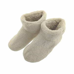 Pair of beige Glovii faux fur ankle slippers