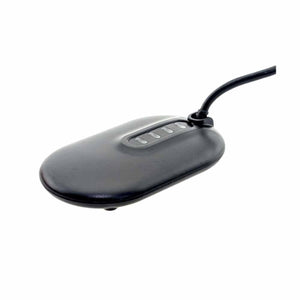 Glovii black oval battery pack with four LED indicator lights and a power cable