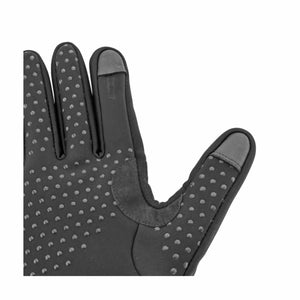 Glovii black glove palm with silicone grip pattern and touchscreen compatible fingertips
