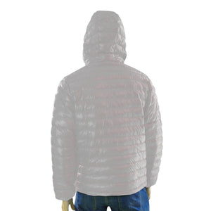 Back view of a Glovii hooded puffer jacket on a mannequin
