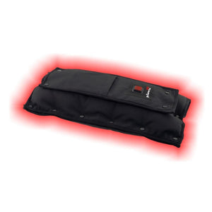 Glovii black heated wrap with power button and red glow effect